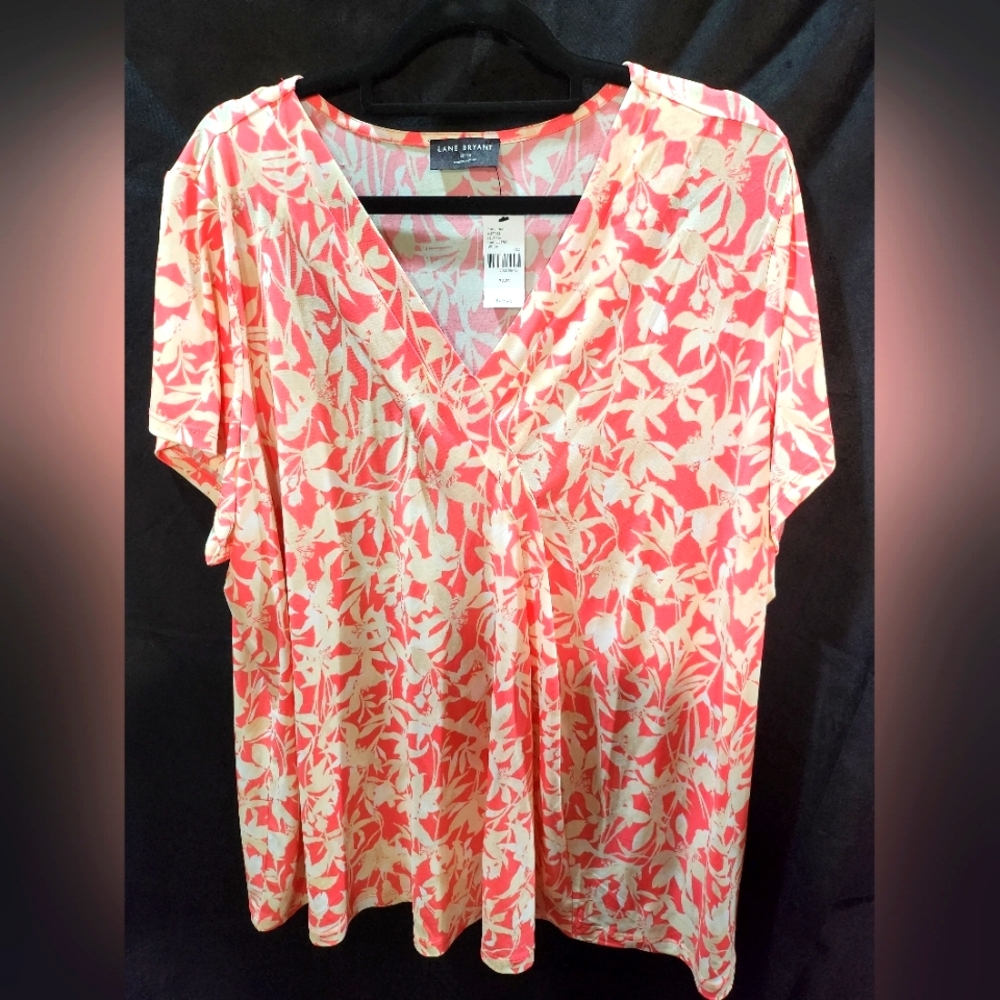 Lane Bryant Women's Pink and White Blouse Plus Size 22/24